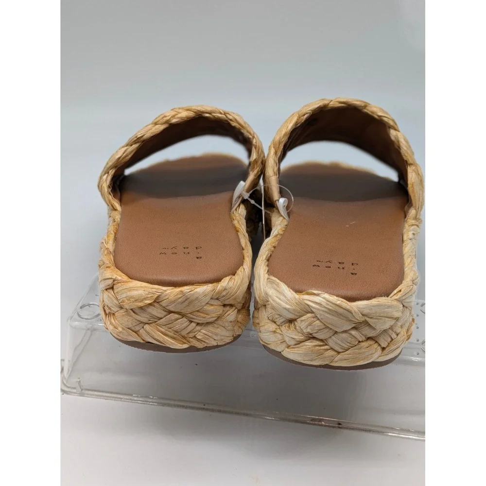 A New Day Casey Raffia Platform Slide Sandals Beige Women's Size 10 NWT
